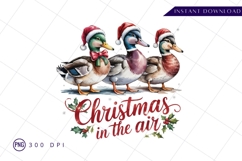 Christmas Ducks Wearing Santa Hats Sublimation PNG Product Image 1