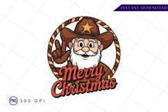 Cowboy Santa Merry Christmas Sublimation PNG Product Image 1