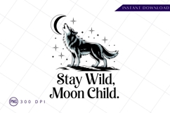Howling Wolf Moon Child Graphic Illustration Sublimation PNG Product Image 1