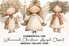 Whimsical Christmas Angel Clipart Product Image 1