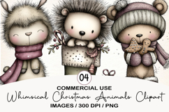 Whimsical Christmas Animals Clipart Product Image 1