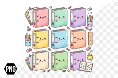 Watercolor Kawaii Back to School Png Clipart Product Image 1