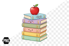 Watercolor Kawaii Back to School Png Clipart Product Image 1