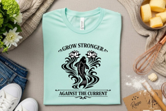 Grow Stronger Against The Current Koi Fish Motivational PNG Product Image 4