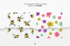Chalky Bee and Ditsy Wildflower Seamless Patterns Product Image 5