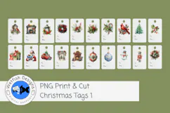 Print and Cut PNG Christmas Tags Product Image 1