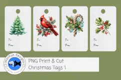 Print and Cut PNG Christmas Tags Product Image 2