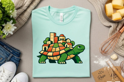 Fantasy Turtle Carrying City Cute Cartoon Turtle Town Product Image 4