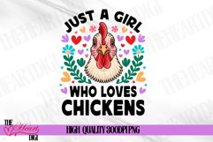Just a Girl who Loves Chickens Sublimation T-shirt PNG Product Image 1
