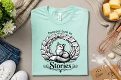 Proudly Lost In Stories Fox Book Lover Vintage PNG Design Product Image 4