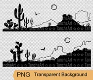 Arizona Desert svg, Cactuses silhouette Clipart svg, png cut Product Image 2