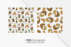 Hygge Coffee Seamless Digital Papers Croissants &amp; Cozy Café Product Image 7