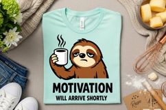 Motivation Will Arrive Shortly Funny Sloth Coffee PNG Design Product Image 3
