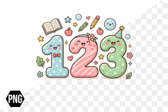 Watercolor Kawaii Back to School Png Clipart Product Image 1