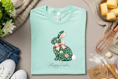 Happy Easter Floral Bunny Silhouette Spring Rabbit Vintage Product Image 2