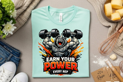 Earn Your Power Every Rep Rhino Gym Motivation Weightlifting Product Image 3