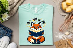 Cute Reading Fox Book Lover Astrology Stars Cartoon Product Image 3