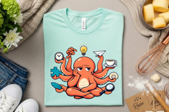 Funny Multitasking Octopus Cartoon Productivity Chaos Cute Product Image 4
