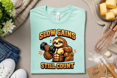 Slow Gains Still Count Sloth Gym Motivation PNG Design Product Image 4