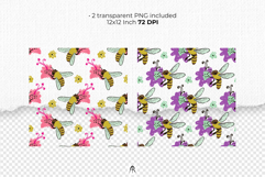 Vintage Chalk Bee and Flower Digital Papers Product Image 4