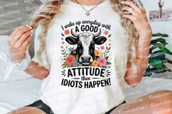 Cow With Flowers And Funny Quote Sublimation PNG Product Image 3