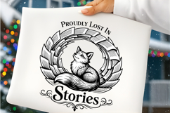Proudly Lost In Stories Fox Book Lover Vintage PNG Design Product Image 5