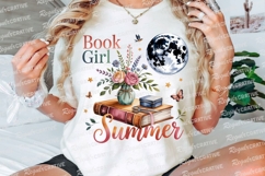 Summer Reading With Book Floral Moon Sublimation PNG Product Image 3