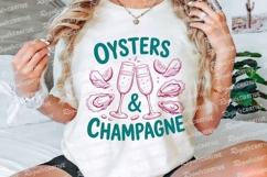 Oysters and Champagne Illustration with Pink Sublimation PNG Product Image 2