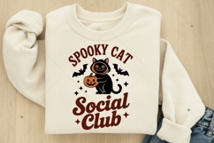 Spooky Black Cat Social Club PNG, Vintage Halloween PNG, Ret Product Image 3