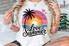 Love Summer Beach Scene Palm Tree Sunset Sublimation PNG Product Image 2
