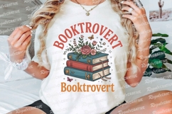 Booktrovert Books With Flowers Illustration Sublimation PNG Product Image 3