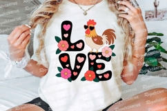Cartoon Love Rooster Flowers Valentines Day Sublimation PNG Product Image 3