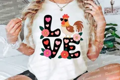 Cartoon Love Rooster Flowers Valentines Day Sublimation PNG Product Image 3