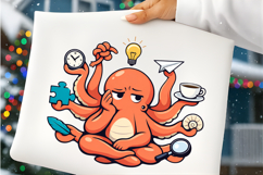 Funny Multitasking Octopus Cartoon Productivity Chaos Cute Product Image 2