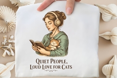 Quiet People Loud Love for Cats PNG, Cat Lover Girl PNG Product Image 3