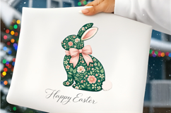 Happy Easter Floral Bunny Silhouette Spring Rabbit Vintage Product Image 5