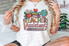 Teacher Assistant Design With Books Apple Sublimation PNG Product Image 3