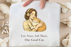 Low Noise Soft Music One Good Cat PNG, Cat Lover PNG Design Product Image 3