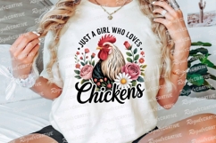 Chicken Floral Design Just A Girl Who Loves Sublimation PNG Product Image 3