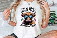 Crazy Highland Cow With Sunglasses Sublimation PNG Product Image 3