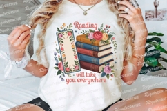 Books With Flowers And Bookmark Design Sublimation PNG Product Image 3