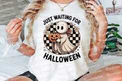 Cartoon Ghost Holding Pumpkin with Halloween Sublimation PNG Product Image 3
