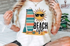 Beach Life Illustration with Surfboard Sun Sublimation PNG Product Image 2