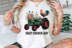 Vintage Tractor Chicken Design With Colorful Sublimation PNG Product Image 3
