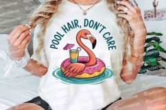 Flamingo in a Donut Float with Drink and Sublimation PNG Product Image 2