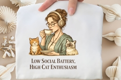 Low Social Battery High Cat Enthusiasm PNG, Cat Lover Product Image 3