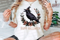 Halloween Raven Wearing Witch Hat Surrounded Sublimation PNG Product Image 3