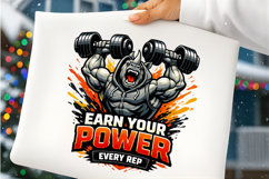 Earn Your Power Every Rep Rhino Gym Motivation Weightlifting Product Image 2