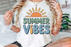 Summer Vibes Text Design with Orange Sun Sublimation PNG Product Image 3