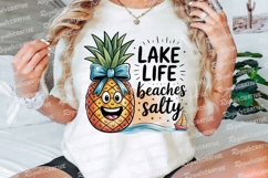 Smiling Pineapple with Bow and Lake Life Sublimation PNG Product Image 2